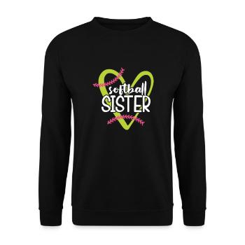 Softball Schwester Baseball Bruder Sport Geschenk - Unisex Pullover - Schwarz - Vorne - Alina (178cm) & Michal (187cm)