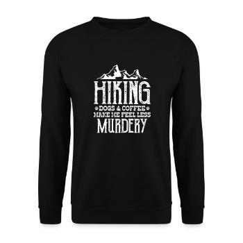Kaffee Wandern Hunde Koffein Geschenk - Unisex Pullover - Schwarz - Vorne - Alina (178cm) & Michal (187cm)