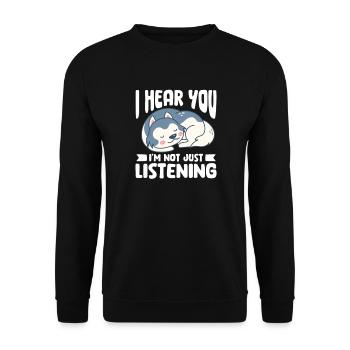 Husky Dog Dogs Siberian Husky Gift - Unisex Sweatshirt - black - Front - Alina (178cm) & Michal (187cm)