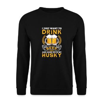 Husky Dog Dogs Siberian Husky Gift - Unisex Sweatshirt - black - Front - Alina (178cm) & Michal (187cm)