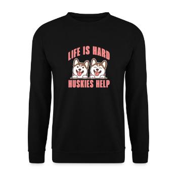 Husky Dog Dogs Siberian Husky Gift - Unisex Sweatshirt - black - Front - Alina (178cm) & Michal (187cm)