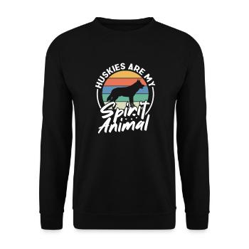 Husky Dog Dogs Siberian Husky Gift - Unisex Sweatshirt - black - Front - Alina (178cm) & Michal (187cm)