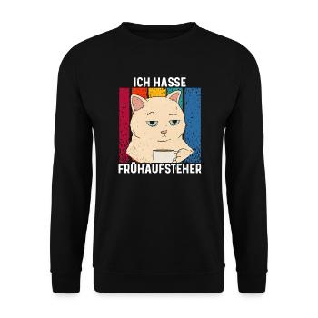 Morgenmuffel - Ich Hasse Frühaufsteher - Unisex Pullover - Schwarz - Vorne - Alina (178cm) & Michal (187cm)