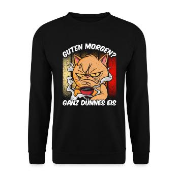 Morgenmuffel - Guten Morgen Ganz Dünnes Eis - Unisex Pullover - Schwarz - Vorne - Alina (178cm) & Michal (187cm)