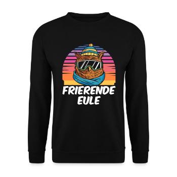 Frieren - Owl Froze Retro - Unisex Pullover - Schwarz - Vorne - Alina (178cm) & Michal (187cm)