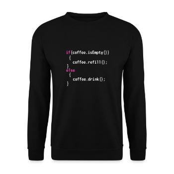 Kaffee Koffein Espresso Barista Geschenk - Unisex Pullover - Schwarz - Vorne - Alina (178cm) & Michal (187cm)