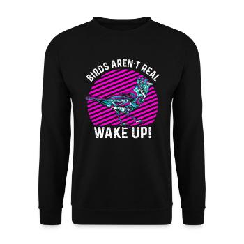 Birds Are Not Real - Unisex Sweatshirt - black - Front - Alina (178cm) & Michal (187cm)