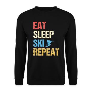 Eat Sleep Ski Repeat - Unisex Sweatshirt - black - Front - Alina (178cm) & Michal (187cm)