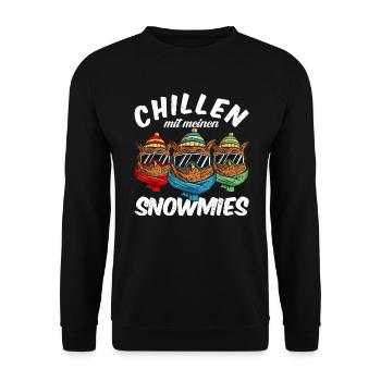hanging with my snowmies - Unisex Pullover - Schwarz - Vorne - Alina (178cm) & Michal (187cm)