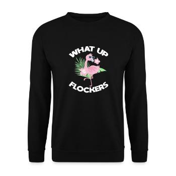 Flamingo Pink Vogel Zoo Sommer Urlaub Geschenk - Unisex Pullover - Schwarz - Vorne - Alina (178cm) & Michal (187cm)