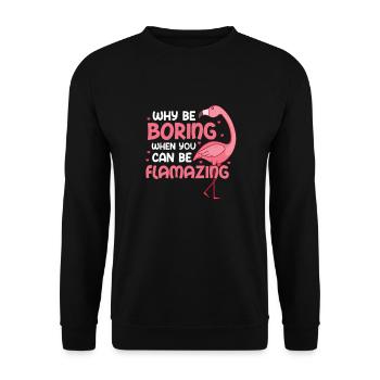 Flamingo Pink Vogel Zoo Sommer Urlaub Geschenk - Unisex Pullover - Schwarz - Vorne - Alina (178cm) & Michal (187cm)