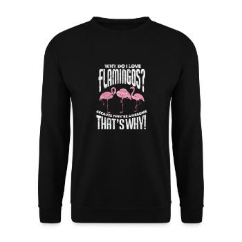 Flamingo Pink Vogel Zoo Sommer Urlaub Geschenk - Unisex Pullover - Schwarz - Vorne - Alina (178cm) & Michal (187cm)