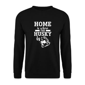 Husky Dog Dogs Siberian Husky Gift - Unisex Sweatshirt - black - Front - Alina (178cm) & Michal (187cm)