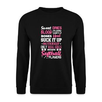 Softball Spieler Baseball Sport Pitcher Geschenk - Unisex Pullover - Schwarz - Vorne - Alina (178cm) & Michal (187cm)