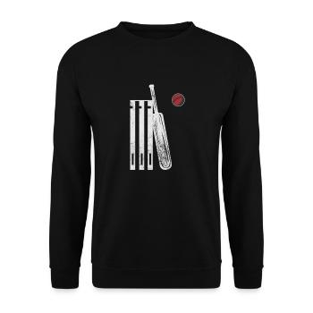 Cricket Sport Cricketschläger Team Geschenk - Unisex Pullover - Schwarz - Vorne - Alina (178cm) & Michal (187cm)
