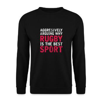 Rugby Verein Rugbyteam Football Sport Geschenk - Unisex Pullover - Schwarz - Vorne - Alina (178cm) & Michal (187cm)