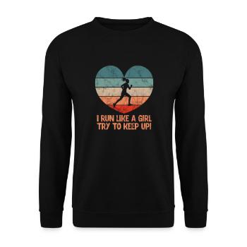 Running Runner Jogging Jogging Runner Cadeau - Sweat-shirt Unisexe - noir - Devant - Alina (178cm) & Michal (187cm)