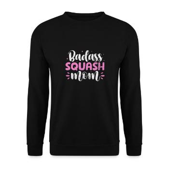 Squash Mutter Spieler Badminton Sport Geschenk - Unisex Pullover - Schwarz - Vorne - Alina (178cm) & Michal (187cm)