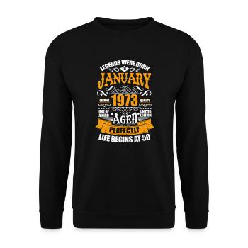 Januar 1973 - Unisex Pullover - Schwarz - Vorne - Alina (178cm) & Michal (187cm)