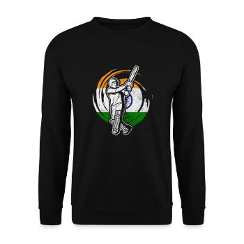 Cricket Indien Sport Cricketschläger Team Geschenk - Unisex Pullover - Schwarz - Vorne - Alina (178cm) & Michal (187cm)