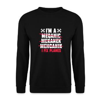 Mécanicien d’aéronefs - Sweat-shirt Unisexe - noir - Devant - Alina (178cm) & Michal (187cm)