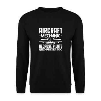 Mécanicien d’aéronefs - Sweat-shirt Unisexe - noir - Devant - Alina (178cm) & Michal (187cm)