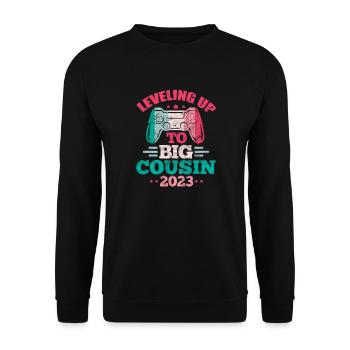 Schwangerschaft Cousin - Unisex Pullover - Schwarz - Vorne - Alina (178cm) & Michal (187cm)