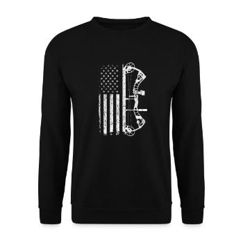 Bogenschiessen Bogenschütze Bogen Pfeil Geschenk - Unisex Pullover - Schwarz - Vorne - Alina (178cm) & Michal (187cm)