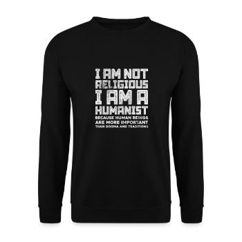Atheist Atheism Anti Religion God Gift - Unisex Sweatshirt - black - Front - Alina (178cm) & Michal (187cm)