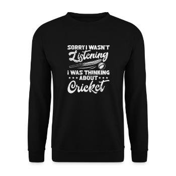 Cricket Sports Cricket Bat Team Gift - Unisex Sweatshirt - black - Front - Alina (178cm) & Michal (187cm)