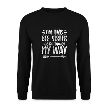 Grande sœur Frère frères et sœurs Cadeau - Sweat-shirt Unisexe - noir - Devant - Alina (178cm) & Michal (187cm)