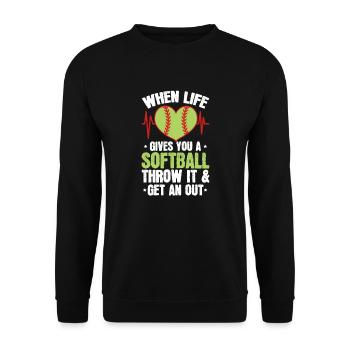 Joueur de softball Baseball Sport Pitcher Cadeau - Sweat-shirt Unisexe - noir - Devant - Alina (178cm) & Michal (187cm)