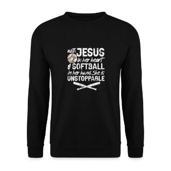Softball Jésus - Sweat-shirt Unisexe - noir - Devant - Alina (178cm) & Michal (187cm)