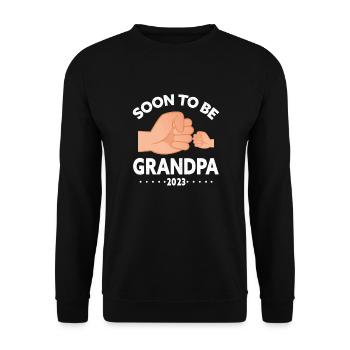 Schwangerschaft Opa Schwanger Geburt Baby Geschenk - Unisex Pullover - Schwarz - Vorne - Alina (178cm) & Michal (187cm)