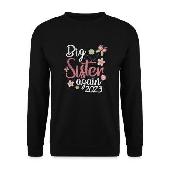 Schwangerschaft Grosse Schwester - Unisex Pullover - Schwarz - Vorne - Alina (178cm) & Michal (187cm)