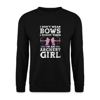 Archery Archer Archer Arrow Gift - Unisex Sweatshirt - black - Front - Alina (178cm) & Michal (187cm)