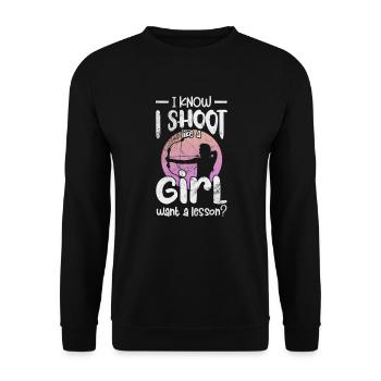 Archery Archer Archer Arrow Gift - Unisex Sweatshirt - black - Front - Alina (178cm) & Michal (187cm)