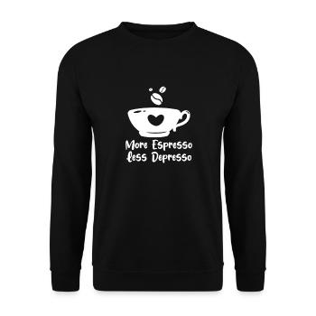 Kaffee Koffein Espresso Barista Geschenk - Unisex Pullover - Schwarz - Vorne - Alina (178cm) & Michal (187cm)