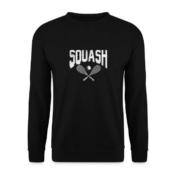 Squash Spieler Badminton Sport Geschenk - Unisex Pullover - Schwarz - Vorne - Alina (178cm) & Michal (187cm)