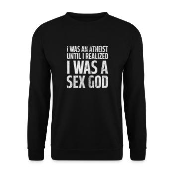 Atheist Atheism Anti Religion God Gift - Unisex Sweatshirt - black - Front - Alina (178cm) & Michal (187cm)