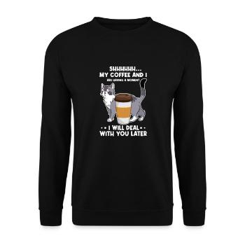 Kaffee Koffein Espresso Barista Geschenk - Unisex Pullover - Schwarz - Vorne - Alina (178cm) & Michal (187cm)