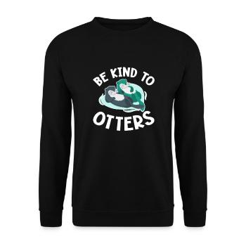 Otter Seeotter Fischotter Geschenk - Unisex Pullover - Schwarz - Vorne - Alina (178cm) & Michal (187cm)