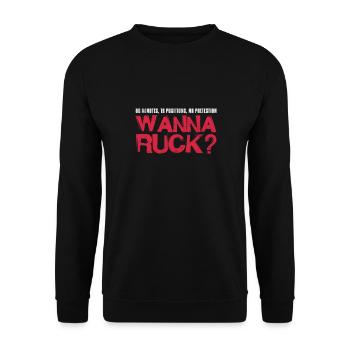 Rugby Verein Rugbyteam Football Sport Geschenk - Unisex Pullover - Schwarz - Vorne - Alina (178cm) & Michal (187cm)