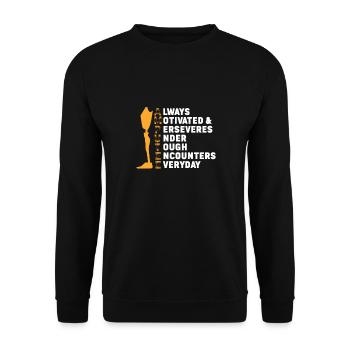 Amputation Amputation Prosthesis Gift - Unisex Sweatshirt - black - Front - Alina (178cm) & Michal (187cm)