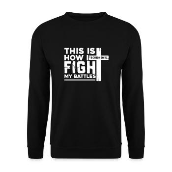 Bibel Bibelvers Christliche Sprüche Jesus Geschenk - Unisex Pullover - Schwarz - Vorne - Alina (178cm) & Michal (187cm)
