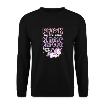 Kindergarten Child School Enrollment School Gift - Unisex Sweatshirt - black - Front - Alina (178cm) & Michal (187cm)