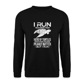 Running Runner Jogging Jogging Runner Gift - Unisex Sweatshirt - black - Front - Alina (178cm) & Michal (187cm)