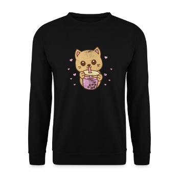 Bubble Tea Boba Tea Kawaii Geschenk - Unisex Pullover - Schwarz - Vorne - Alina (178cm) & Michal (187cm)
