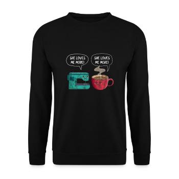 Coudre du café - Sweat-shirt Unisexe - noir - Devant - Alina (178cm) & Michal (187cm)