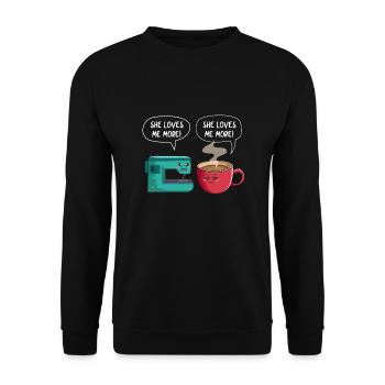 Café Cousue Caféine Couturière Espresso Cadeau - Sweat-shirt Unisexe - noir - Devant - Alina (178cm) & Michal (187cm)